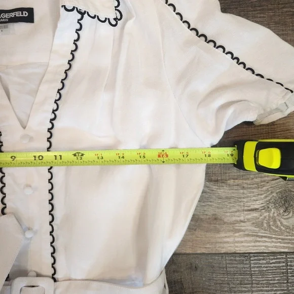 KARL LAGERFELD PARIS Women's Puff-Sleeve Belted A-Line Dress 8 - Picture 6 of 9